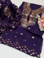 Pure Bhamber Chiffon Pasting Gotta Gala Border - Image 8