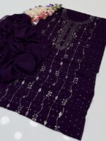 Handmade Shahi  Mukesh Work On Pure shafon Full Shirt Jal With Chatta Dupatta 2pc Suit👗