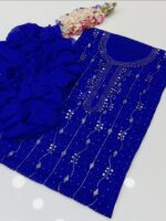 Handmade Shahi  Mukesh Work On Pure shafon Full Shirt Jal With Chatta Dupatta 2pc Suit👗 - Image 5