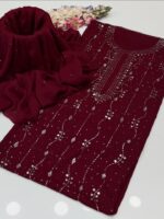 Handmade Shahi  Mukesh Work On Pure shafon Full Shirt Jal With Chatta Dupatta 2pc Suit👗 - Image 11