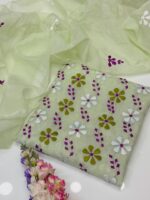 Handmade Applic Work On khaddi karandi Net  Fabric Full Shirt Jall With Booti Jall Dupatta 2pc Suit👗 - Image 5