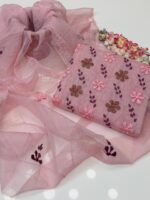 Handmade Applic Work On khaddi karandi Net  Fabric Full Shirt Jall With Booti Jall Dupatta 2pc Suit👗 - Image 3