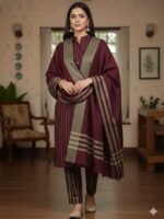 Multani Khaadi Marina Lining Shirt & Trouser & Paired with a Lining Jacquard Marina Khaadi Shawl