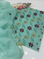 Handmade Applic Work On khaddi karandi Net  Fabric Full Shirt Jall With Booti Jall Dupatta 2pc Suit👗 - Image 8