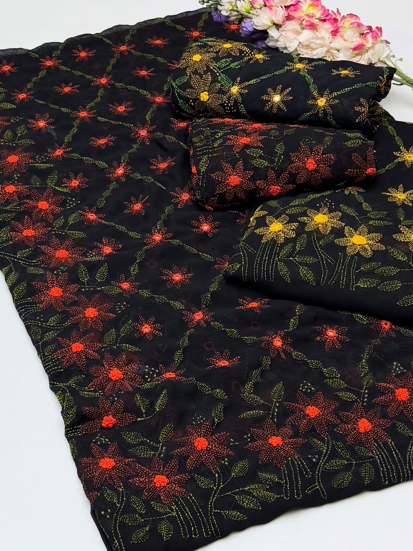 589125453_18065771792437314_2583632844367768704_n Korean Georgette Multani Hand Embroidered Chadar - Image 1