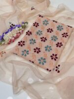 Handmade Applic Work On khaddi karandi Net  Fabric Full Shirt Jall With Booti Jall Dupatta 2pc Suit👗 - Image 6