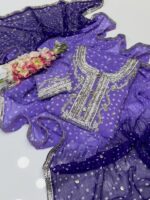 Handmade  Shafon Chunri Marrori Flower 🌺 Gotta Shirt  back Kurta Style.  Seprate Bazo.  With Heavy Border. With 2 shade Shafon Chunri Dupatta 2 pc Dress 👗 - Image 5